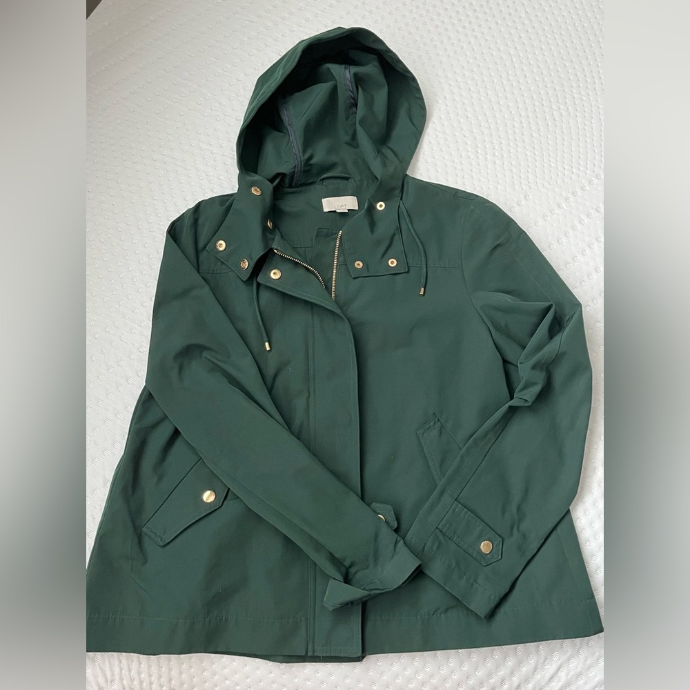 Emerald Green and Gold Rain Coat from Loft